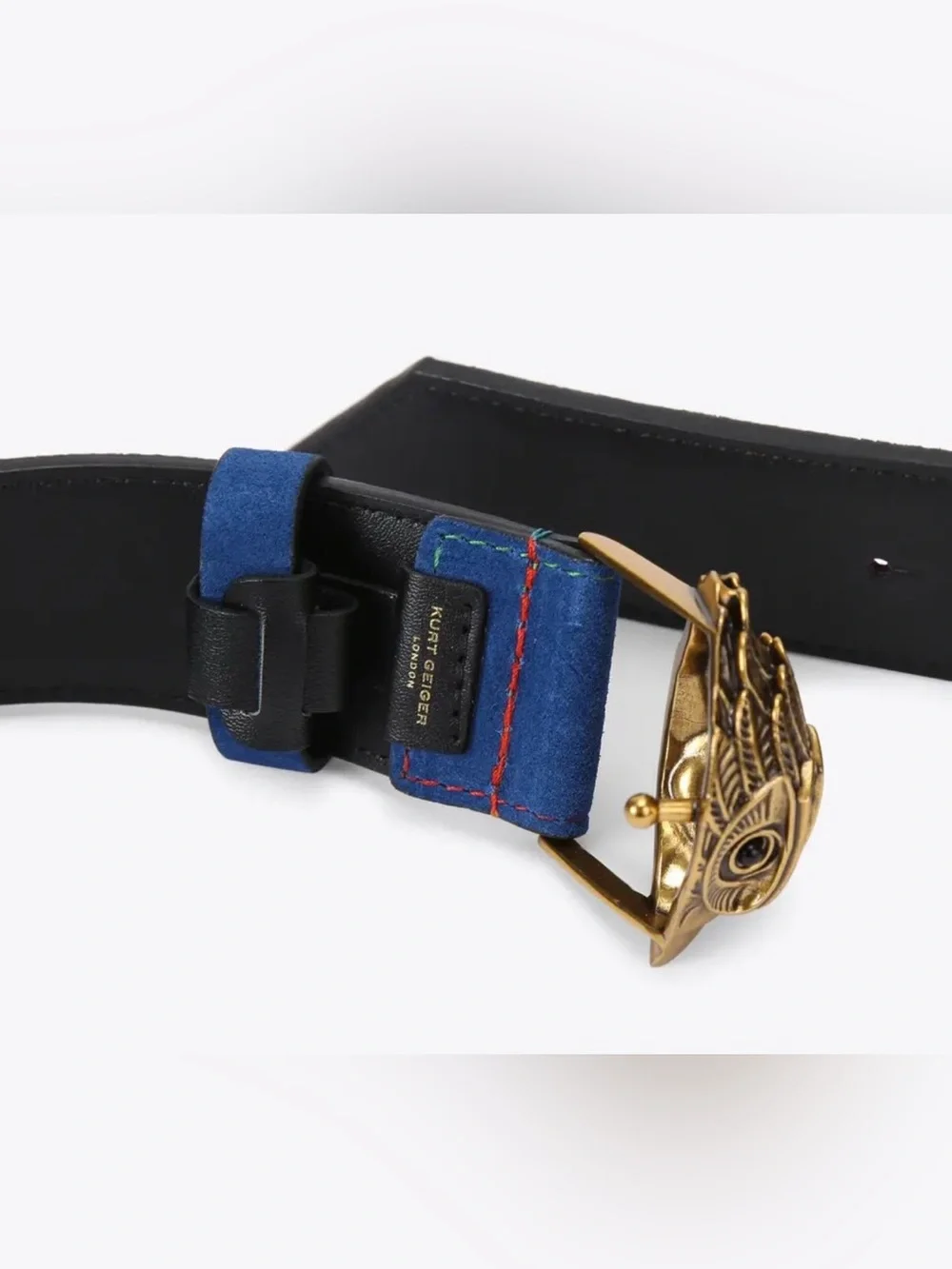 KURT GEIGER London Kensington Eagle Buckle Suede Multicolor Belt Size S/M - NEW